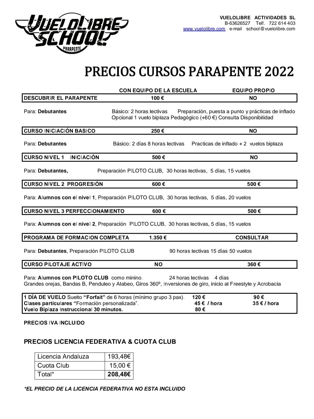 PRECIOS 2022
